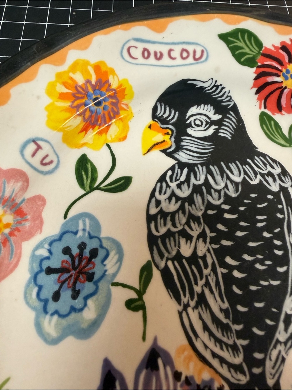 Anthropologie - Nathalie Léte- adorable Floral Bird Ceramic Plate - Multicolor - Picture 5 of 6
